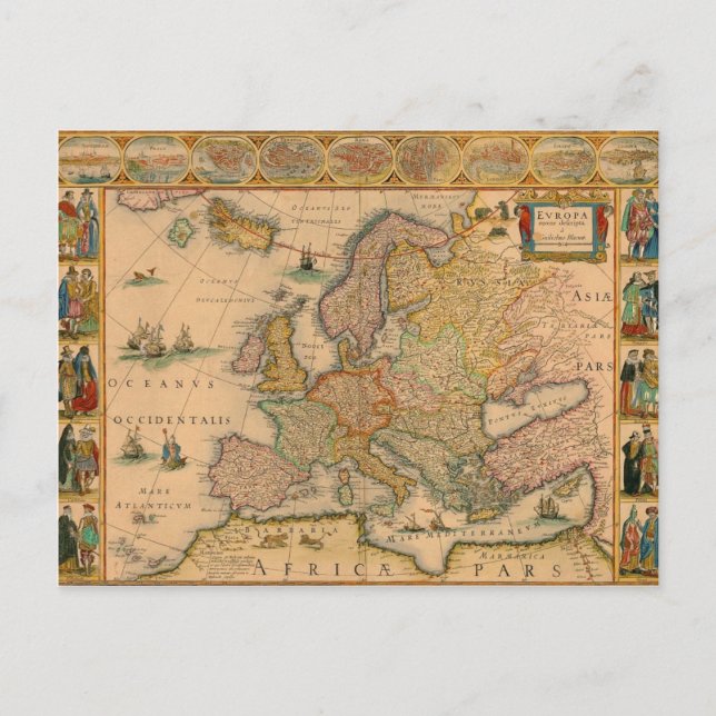 Postal Old Map of Europe (Anverso)