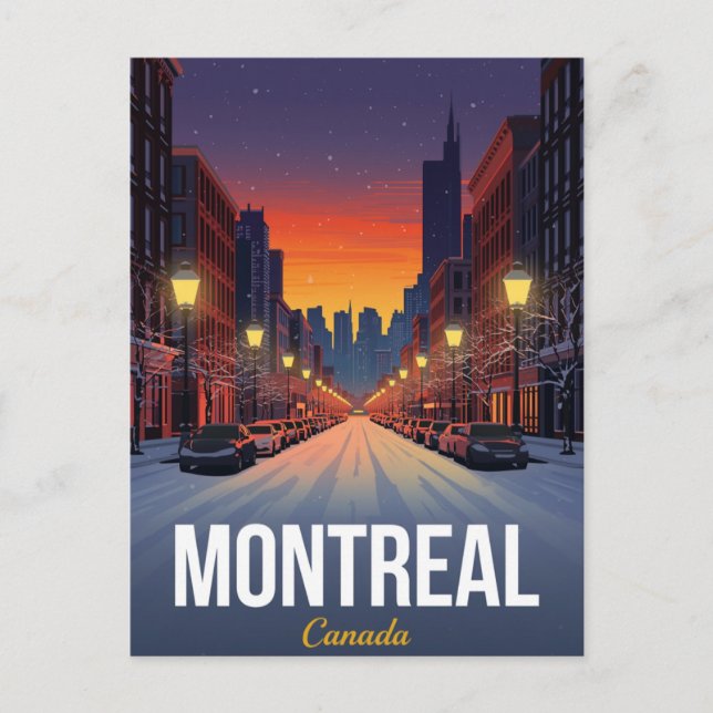 Postal Old Montreal Winter Snowy Street (Anverso)