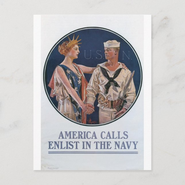 Postal Old Navy que recluta el poster circa 1917 (Anverso)
