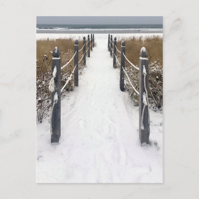 Postal old orchard beach winter (Anverso)