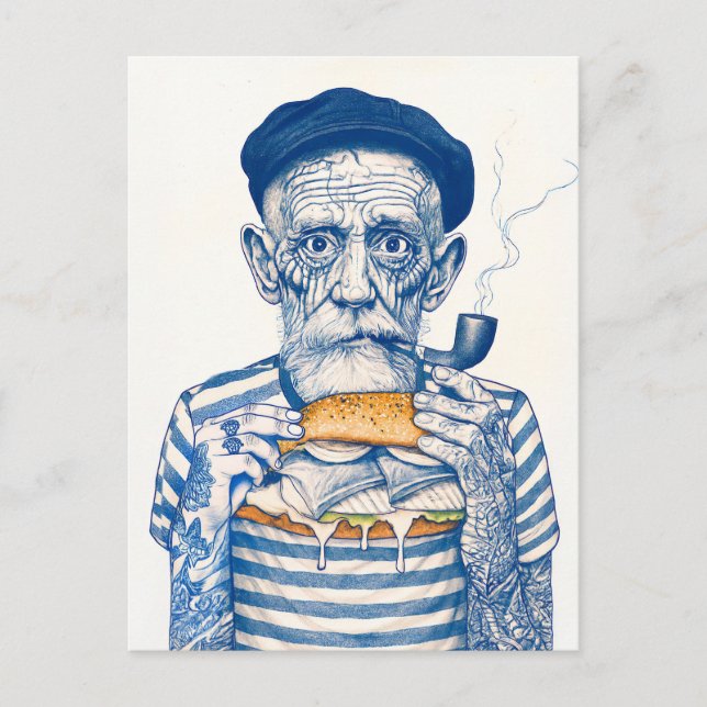 Postal Old Sailor Eating Sandwich (Anverso)