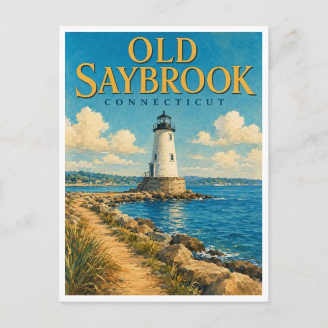 Postal Old Saybrook Connecticut Faro GeoSaga (Anverso)