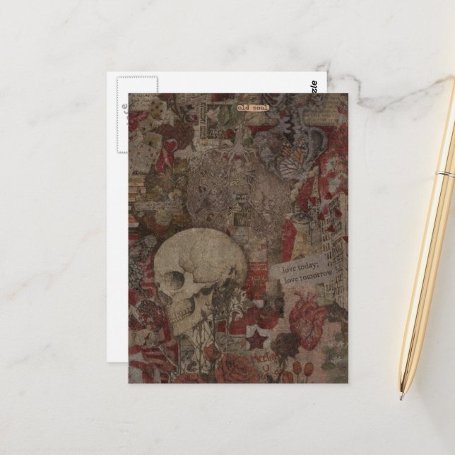 Postal Old Soul Mixed Media Collage (Anverso/Reverso In Situ)