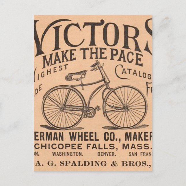 Postal Old' Timey Pennyfarthing Victorian Bicycle (Anverso)