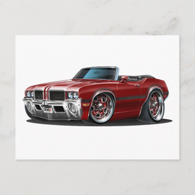 Postal Olds Cutlass Maroon Car (Anverso)