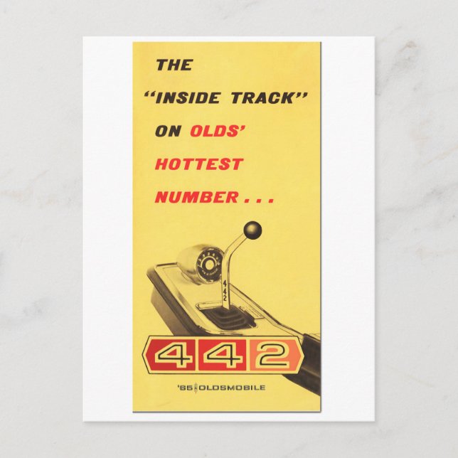 Postal Oldsmobile 442 - reproducción de páginas de carpet (Anverso)