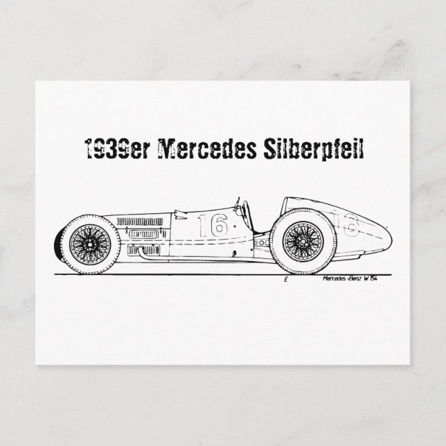 Postal Oldtimer 1939er Deutschland Mercedes Sielberpfeil (Anverso)