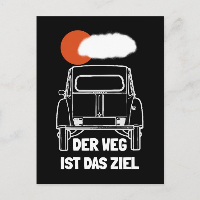 Postal Oldtimer 2cv Retro Sonnenuntergang (Anverso)