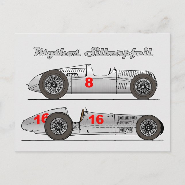 Postal Oldtimer Deutschland 1939 Auto-Union Sielberpfeil (Anverso)