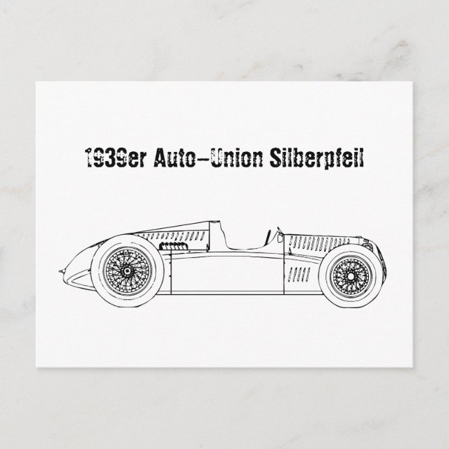 Postal Oldtimer Deutschland Auto Union1939 Sielberpfeil (Anverso)