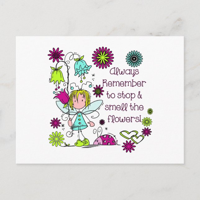 Postal Olía las flores (Anverso)