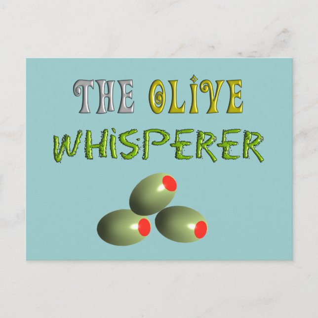 Postal Olive Aovers Regalos "The Olive Whisperer" (Anverso)