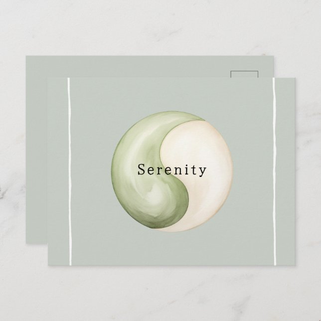 Postal Olive Green Yin Yang Meditation Personalized  (Anverso / Reverso)