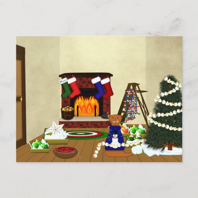 Postal Oliver Decorates para Navidades (Anverso)