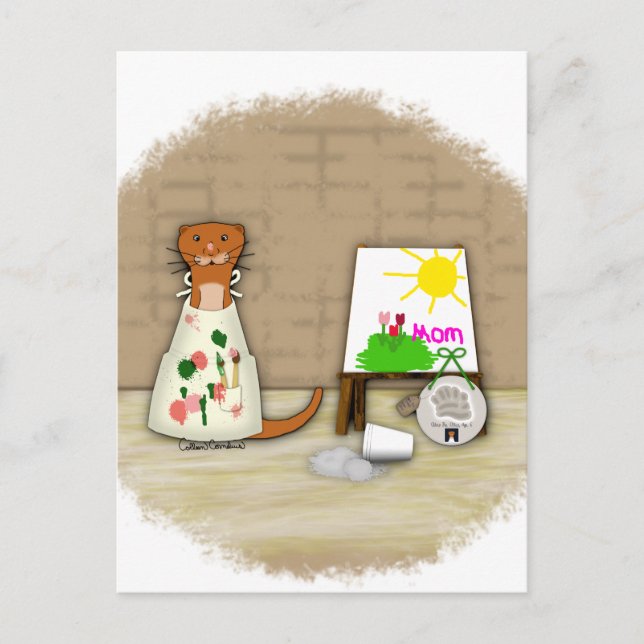 Postal Oliver El Otter hace que mamá sea una almohada de  (Anverso)