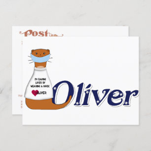 Postal Oliver el Otter lleva una máscara