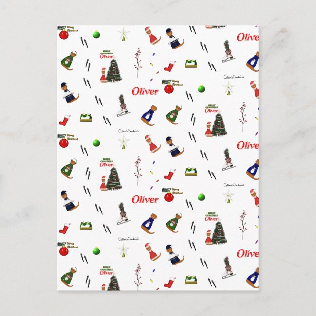 Postal Oliver La Nutria Navidad Patrón Aleatorio (Anverso)