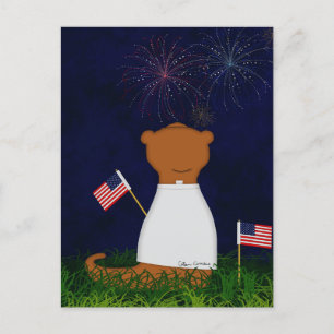 Postal Oliver La Nutria Viendo Fuegos Artificiales