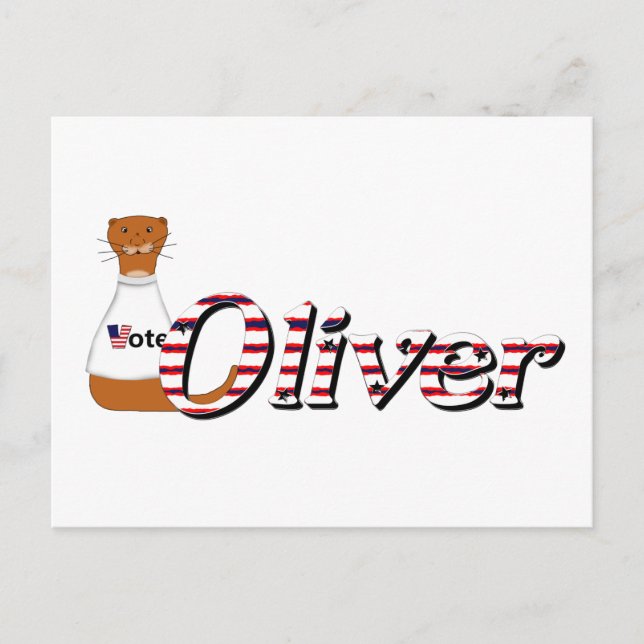 Postal Oliver The Otter dice ¡Salgan y voten! (Anverso)