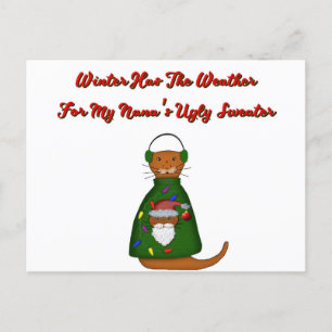 Postal Oliver The Otter en el feo suéter de Nana con pala