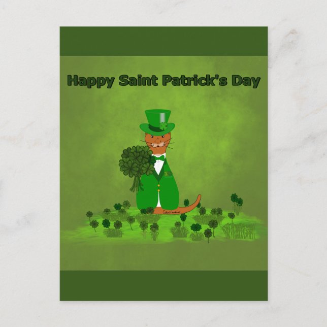 Postal Oliver The Otter Picking Shamrocks- Saint Patrick (Anverso)