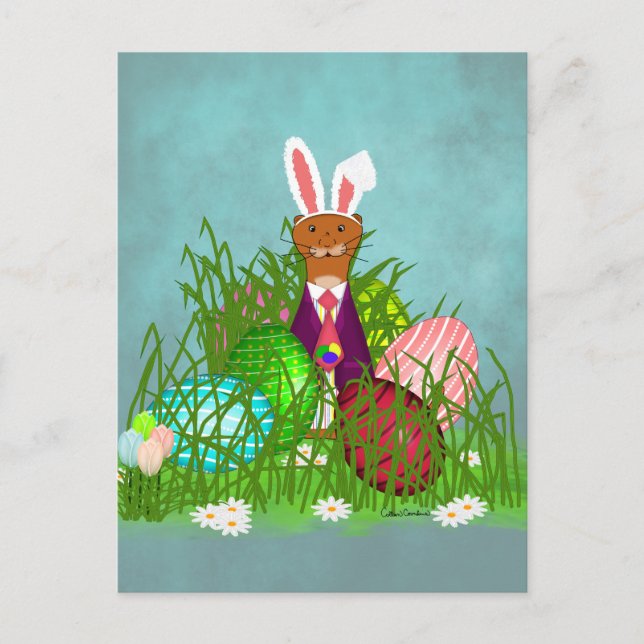 Postal Oliver The Otter y el gran huevo de Pascua (Anverso)