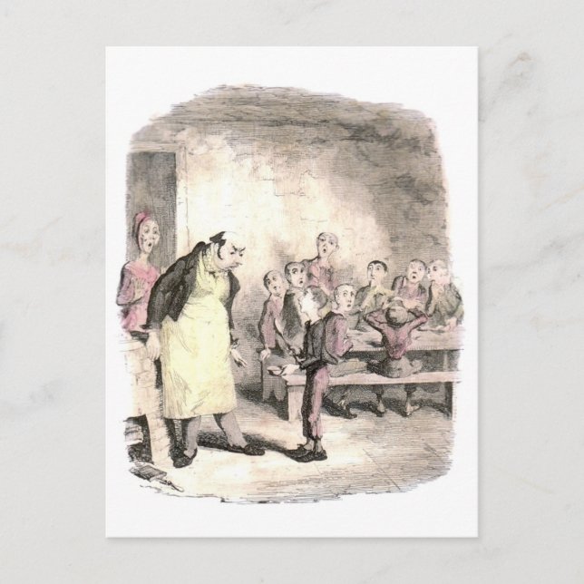 Postal Oliver Twist pide más (Anverso)