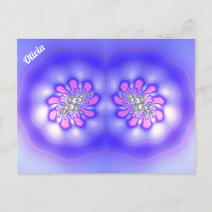 Postal OLIVIA ~ Diseño Fractal 3D ~ Rosa Azul Malva ~