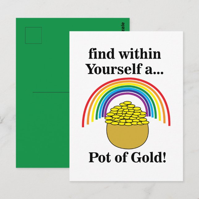 Postal Olla de Oro dentro de ti día de San Patricio  (Anverso / Reverso)