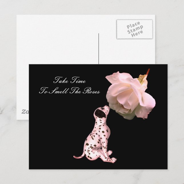 Postal Olor A Los Rosas Puppy Rosa Postcard Inspirador (Anverso / Reverso)