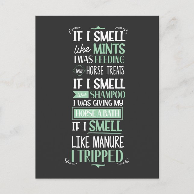 Postal Olor como caballo de caballo montando humor ecuest (Anverso)