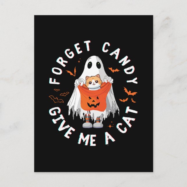 Postal Olvídate de Candy Dame Gato Gracioso Boo Ghost Hal (Anverso)