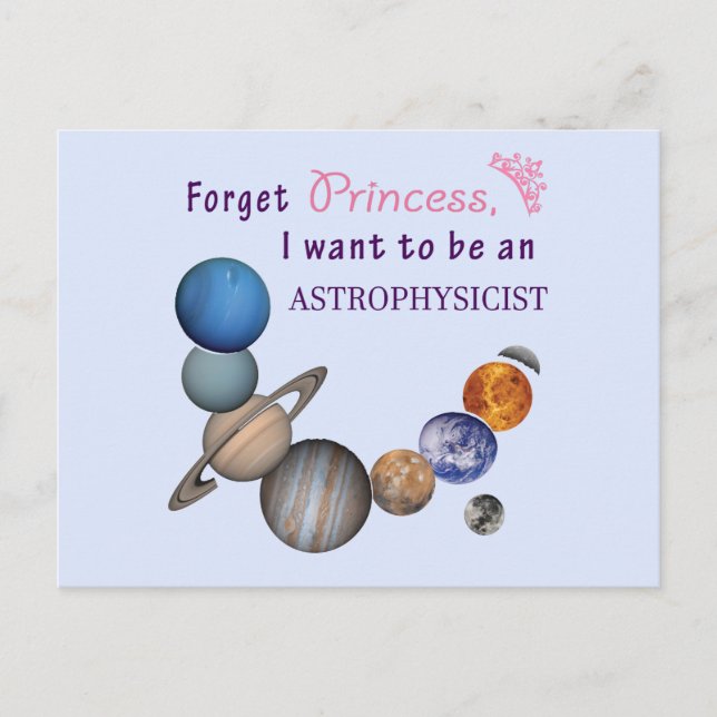 Postal Olvídate de la Princesa - Astrofísico (Anverso)