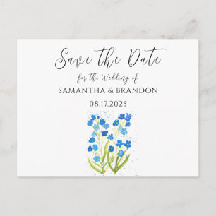 Postal Olvídate de que no flor acuarela Floral azul rusti