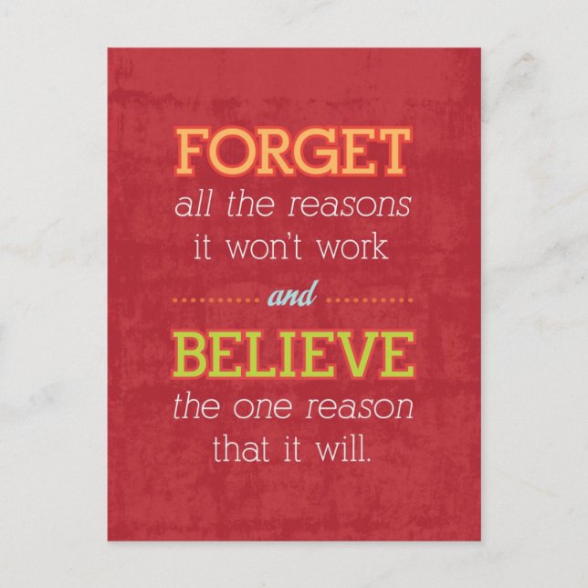 Postal Olviden todas las razones por las que no funcionar (Anverso)