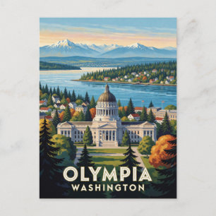Postal Olympia Washington Escena del Pacífico Noroeste