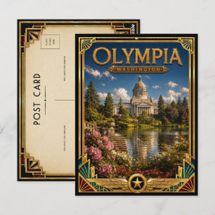 Postal Olympia Washington Vintage Arte Deco Edad de Oro