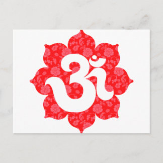 Postal Om de yoga en Lotus Red
