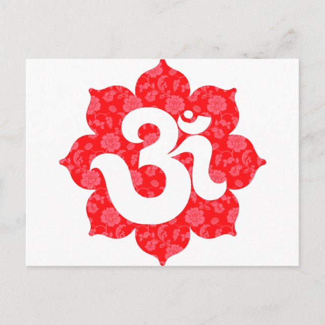 Postal Om de yoga en Lotus Red (Anverso)