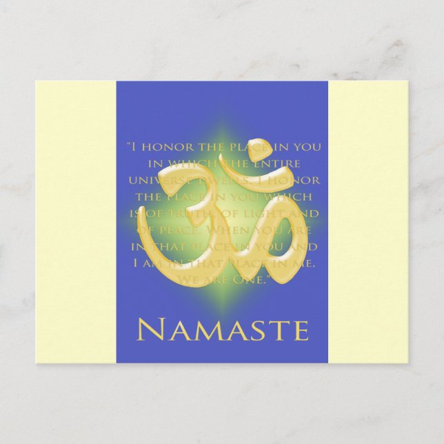 Postal Om en azul y oro - Namaste (Anverso)