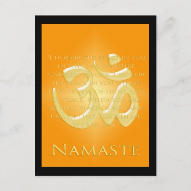 Postal Om en Naranjas y Oro - Namaste (Anverso)