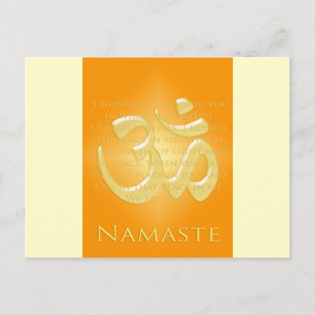 Postal Om en Naranjas y oro - Namaste (Anverso)