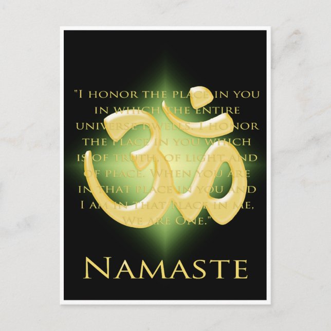 Postal Om en negro y oro - Namaste (Anverso)