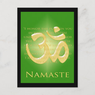 Postal Om en verde y oro - Namaste