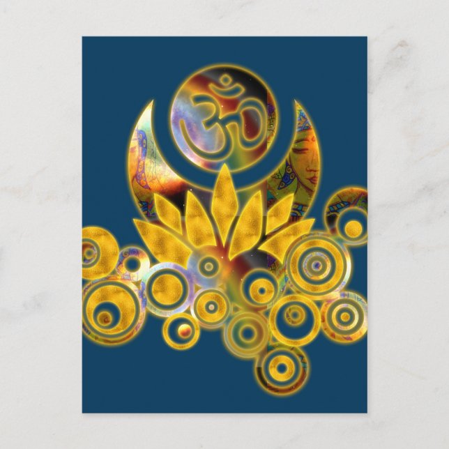 Postal Om Lotus | azul oscuro (Anverso)