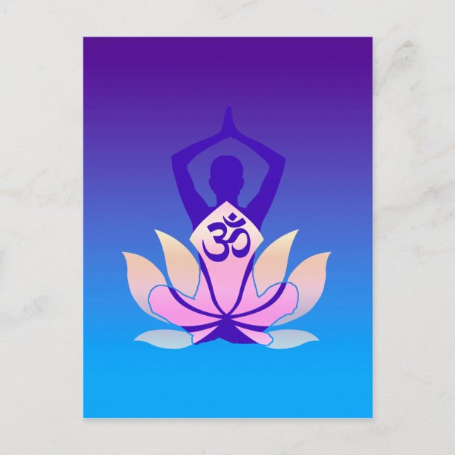 Postal Om Lotus Yoga Pose Purple Hue (Anverso)