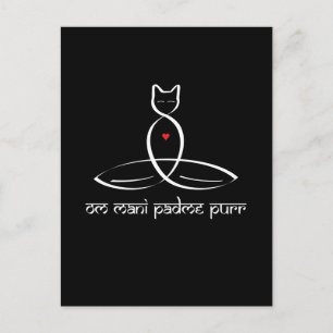 Postal Om Mani Padme Purr - texto estilo sánscrito.