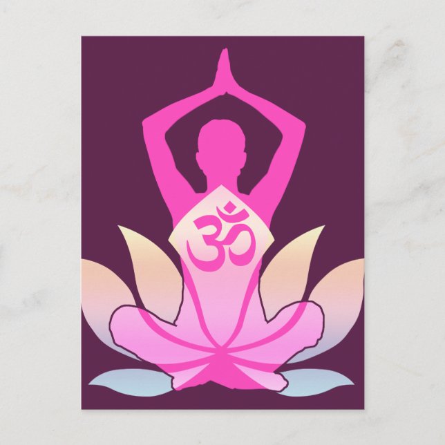 Postal OM Namaste Espiritual Lotus Flor Yoga en Pluma (Anverso)