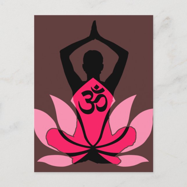 Postal OM Namaste Espiritual Lotus Flower Yoga en Umber (Anverso)