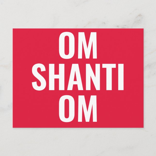 Postal Om Shanti Om Rojo Blanco Mantra Sánscrito (Anverso)